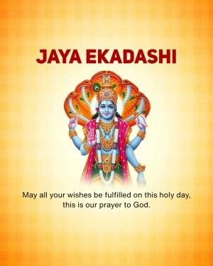 Image depicting Lord Vishnu with a snake hood and text 'Jaya Ekadashi'