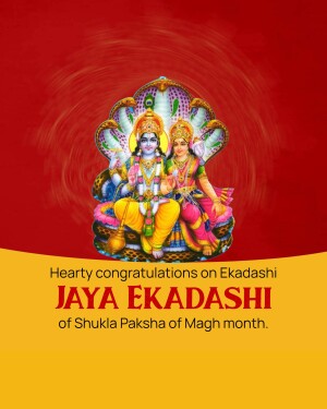Image of Lord Vishnu and Lakshmi with Jaya Ekadashi text