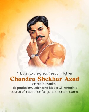 Portrait of Chandra Shekhar Azad, an Indian revolutionary and freedom fighter.