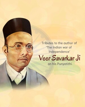 Portrait of Veer Savarkar Ji with tribute text