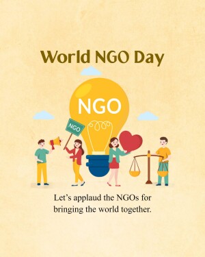 Illustration depicting World NGO Day with people and a lightbulb