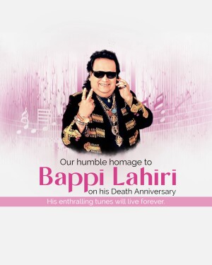 Portrait of Bappi Lahiri with a tribute message