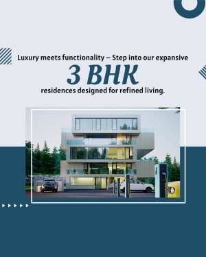 Modern 3 BHK house with a car in the driveway