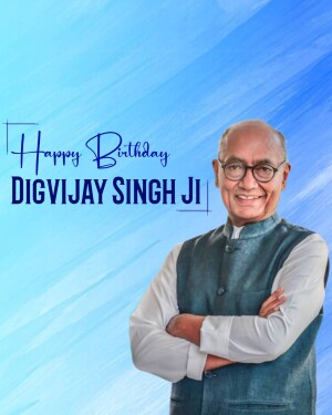 Portrait of Digvijay Singh Ji with a 'Happy Birthday' message