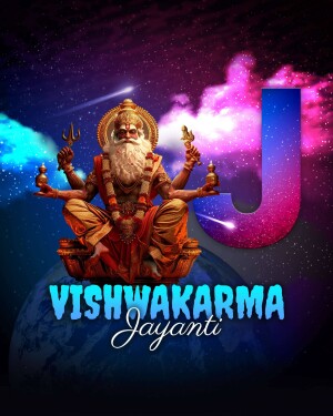 Vishwakarma Jayanti - Premium Alphabet festive banner