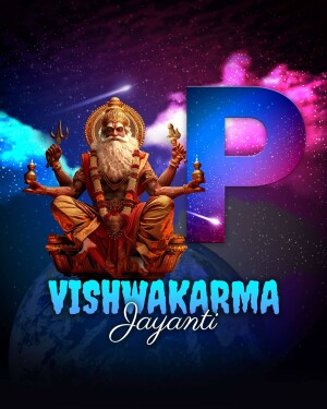 Image depicting Lord Vishwakarma with the text 'Vishwakarma Jayanti'