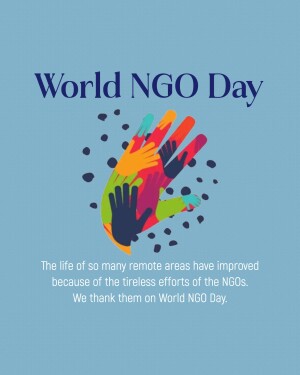 Colorful hands reaching out with text 'World NGO Day'