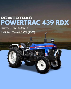 Powertrac 439 RDX tractor with 2WD/4WD drive option