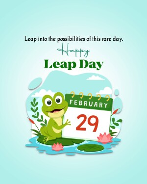Illustration of a frog next to a calendar page showing February 29th, celebrating Leap Day.