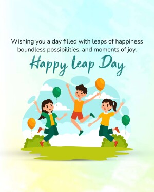 Illustration of children jumping for joy with balloons on Leap Day