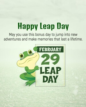 Leap Day greeting with a frog and calendar