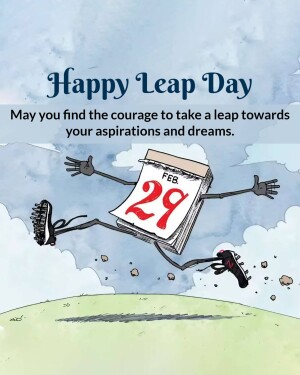 Illustration of a calendar page with February 29th jumping off a cliff with shoes on.
