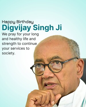 Portrait of Digvijay Singh with birthday wishes