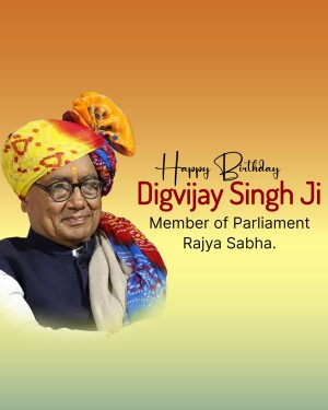Portrait of Digvijay Singh with birthday greetings