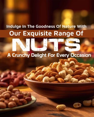 A bowl of mixed nuts including almonds, cashews, and peanuts, with a background of more nuts.