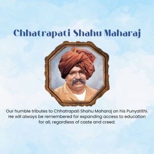 Portrait of Chhatrapati Shahu Maharaj in an ornate frame