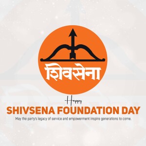 Shivsena Foundation Day celebration graphic with bow and arrow symbol