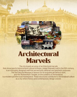 Collage of historical architectural sites in Ahmedabad, India