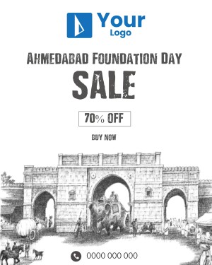 Ahmedabad Foundation Day Sale poster with historical landmark