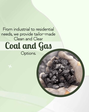 Hands holding coal with text overlay promoting clean and clear coal and gas options.