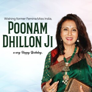 Image of Poonam Dhillon with a birthday greeting