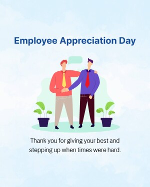 Illustration of two colleagues with an Employee Appreciation Day message.
