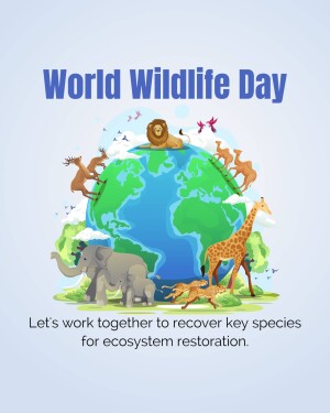 Illustration of various animals on a globe for World Wildlife Day