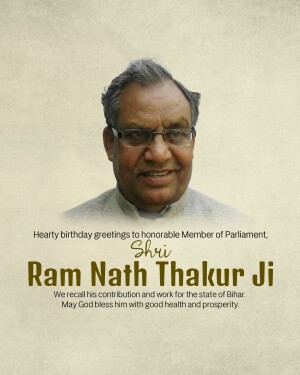 Portrait of Ram Nath Thakur Ji with birthday wishes