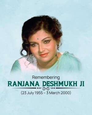 Portrait of Ranjana Deshmukh with memorial text