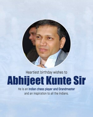 Portrait of Indian chess player Abhijeet Kunte with birthday wishes