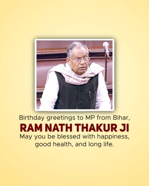 Portrait of Ram Nath Thakur Ji with birthday wishes
