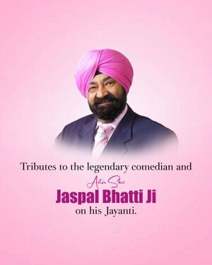 Portrait of Jaspal Bhatti with tribute text