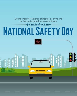 Illustration promoting National Safety Day with a message against drunk driving.