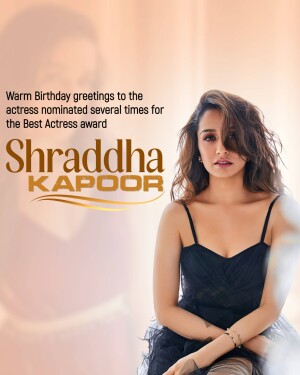 Portrait of Shraddha Kapoor with birthday greetings
