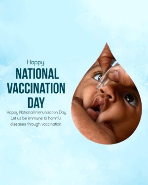 Image depicting a baby receiving a vaccination drop, celebrating National Vaccination Day.