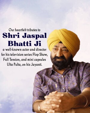 Portrait of Jaspal Bhatti, a renowned Indian actor and director.