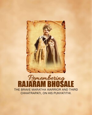 Portrait of Rajaram Bhosle, the brave Maratha warrior and third Chhatrapati