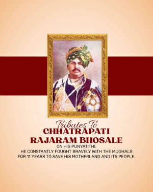 Portrait of Chhatrapati Rajaram Bhosale with tribute text
