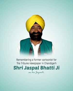 Portrait of Jaspal Bhatti, a famous Indian cartoonist and comedian