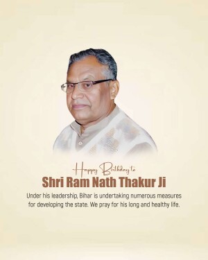 Portrait of Shri Ram Nath Thakur with birthday wishes