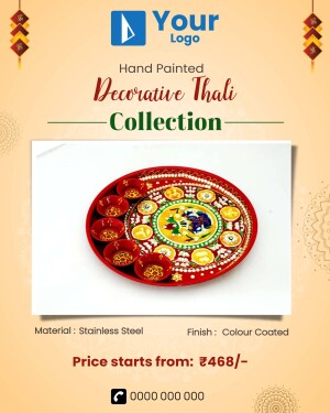 Decorative Thali with bowls and intricate designs, perfect for festive occasions.
