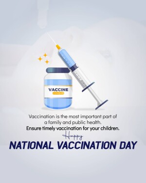 Image depicting a syringe and vaccine bottle with text promoting National Vaccination Day.