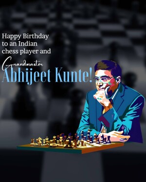 Portrait of Grandmaster Abhijit Kunte with a chessboard