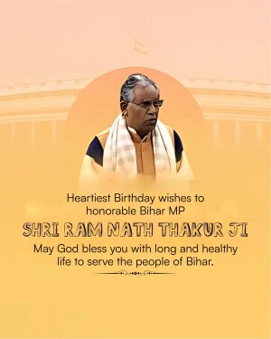 Portrait of Shri Ram Nath Thakur Ji with birthday greetings