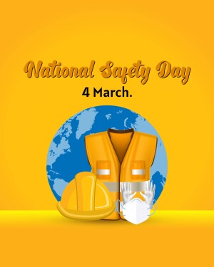 National Safety Day graphic with safety equipment