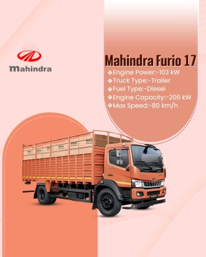Mahindra Furio 17 diesel truck with trailer, side view
