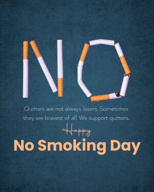 Image displaying cigarettes arranged to spell 'NO' with a message supporting quitters for No Smoking Day.