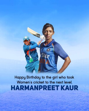 Image of Indian Women's Cricket Team Captain Harmanpreet Kaur with a birthday message.