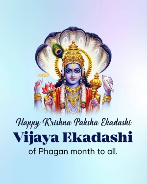 Image of Lord Vishnu with text 'Happy Krishna Paksha Ekadashi'