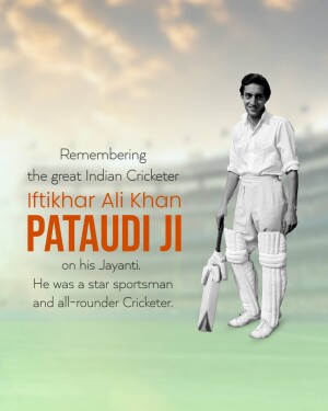 Portrait of Iftikhar Ali Khan Pataudi, a legendary Indian cricketer